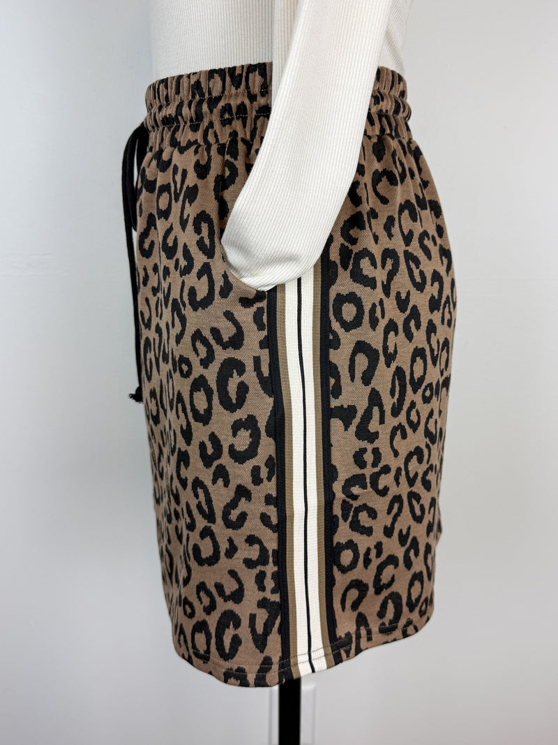 Chloe Leopard Skirt in Taupe