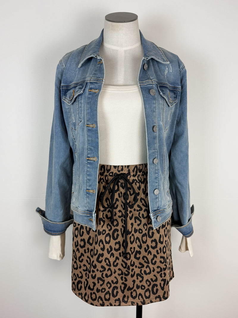 Chloe Leopard Skirt in Taupe
