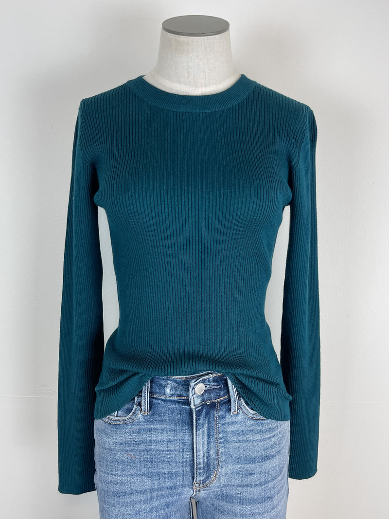 Maria Basic Ribbed Sweater in Peacock