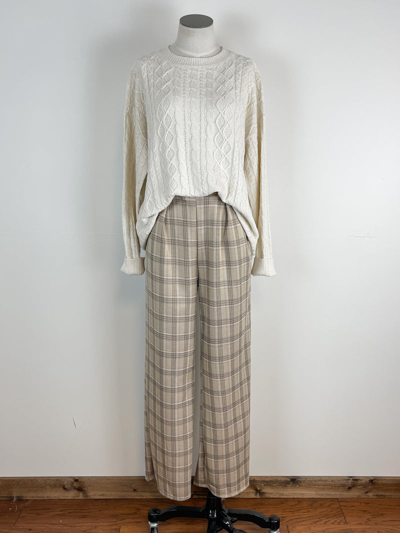 Hadley Plaid Pant in Taupe