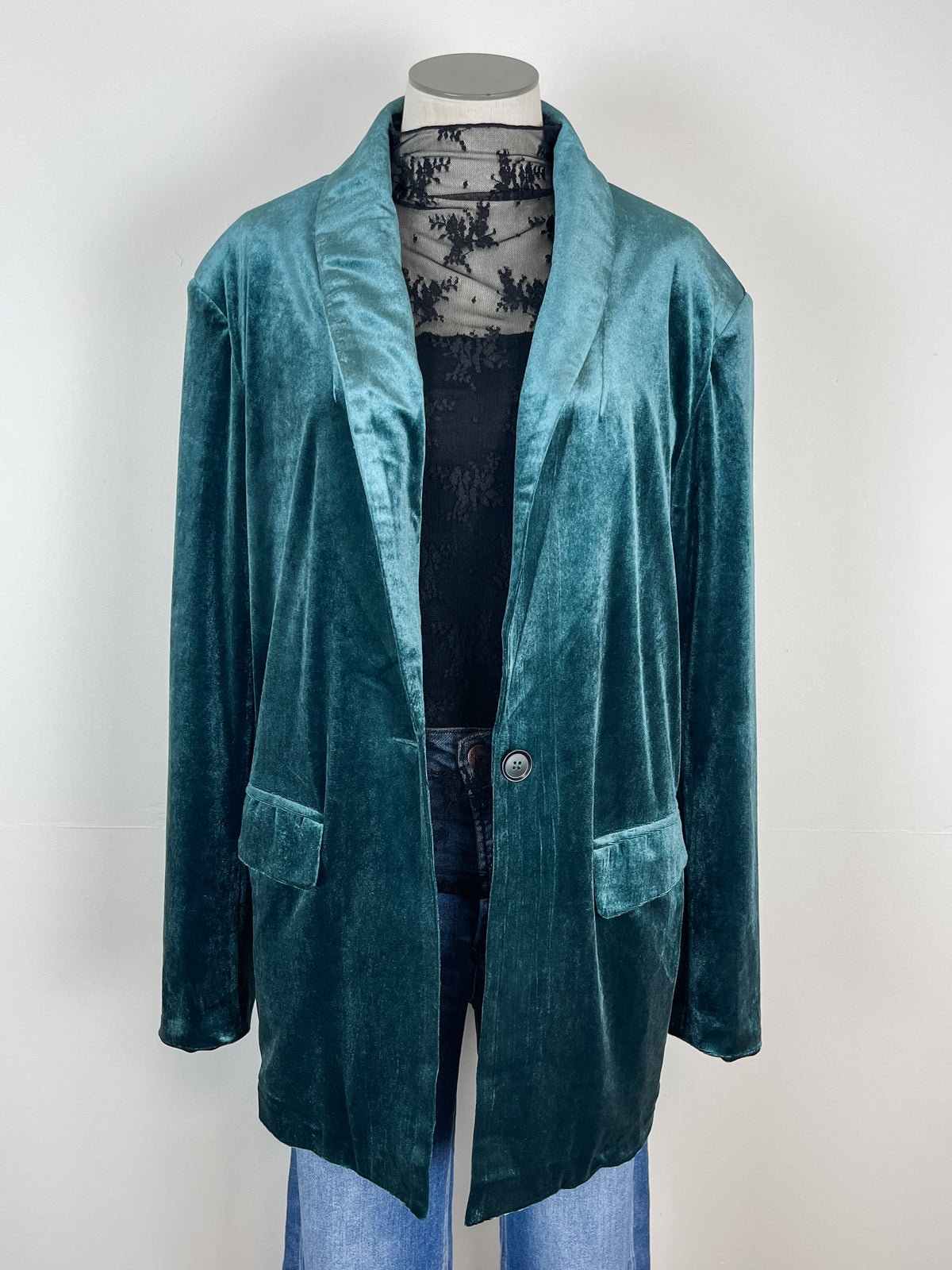 Lara Velvet Blazer in Dark Teal