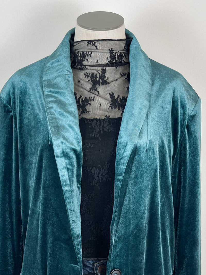 Lara Velvet Blazer in Dark Teal