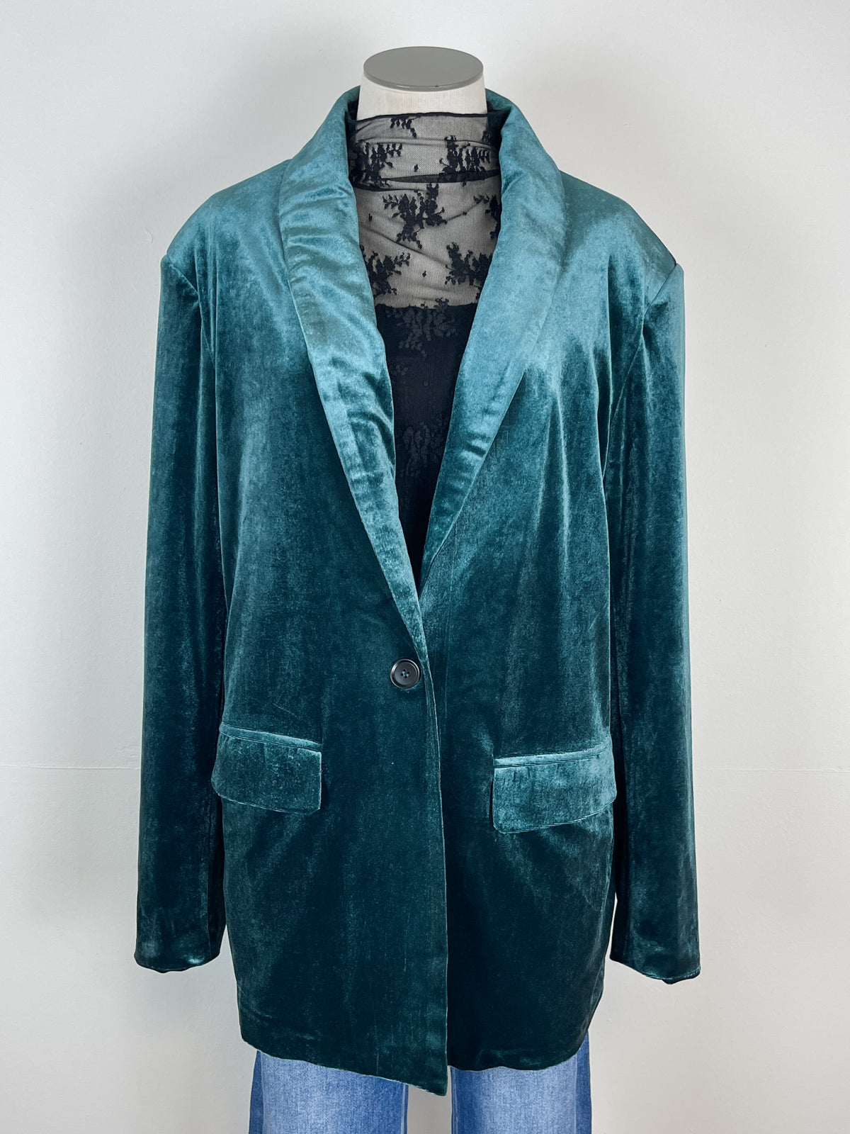 Lara Velvet Blazer in Dark Teal