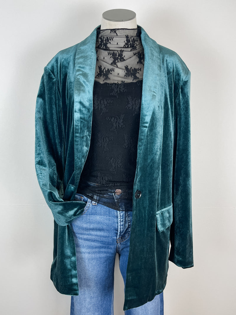 Lara Velvet Blazer in Dark Teal