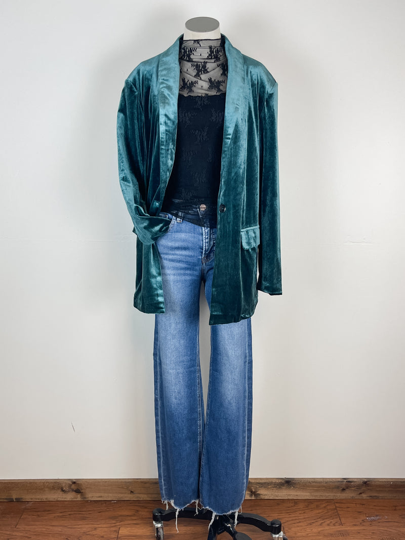 Lara Velvet Blazer in Dark Teal