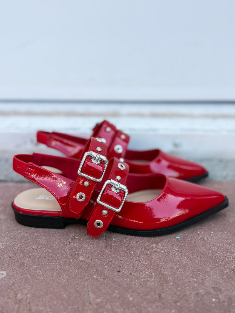 Soda Pointed Toe Slingback in Red