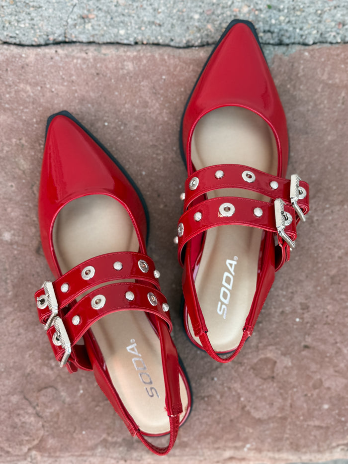 Soda Pointed Toe Slingback in Red