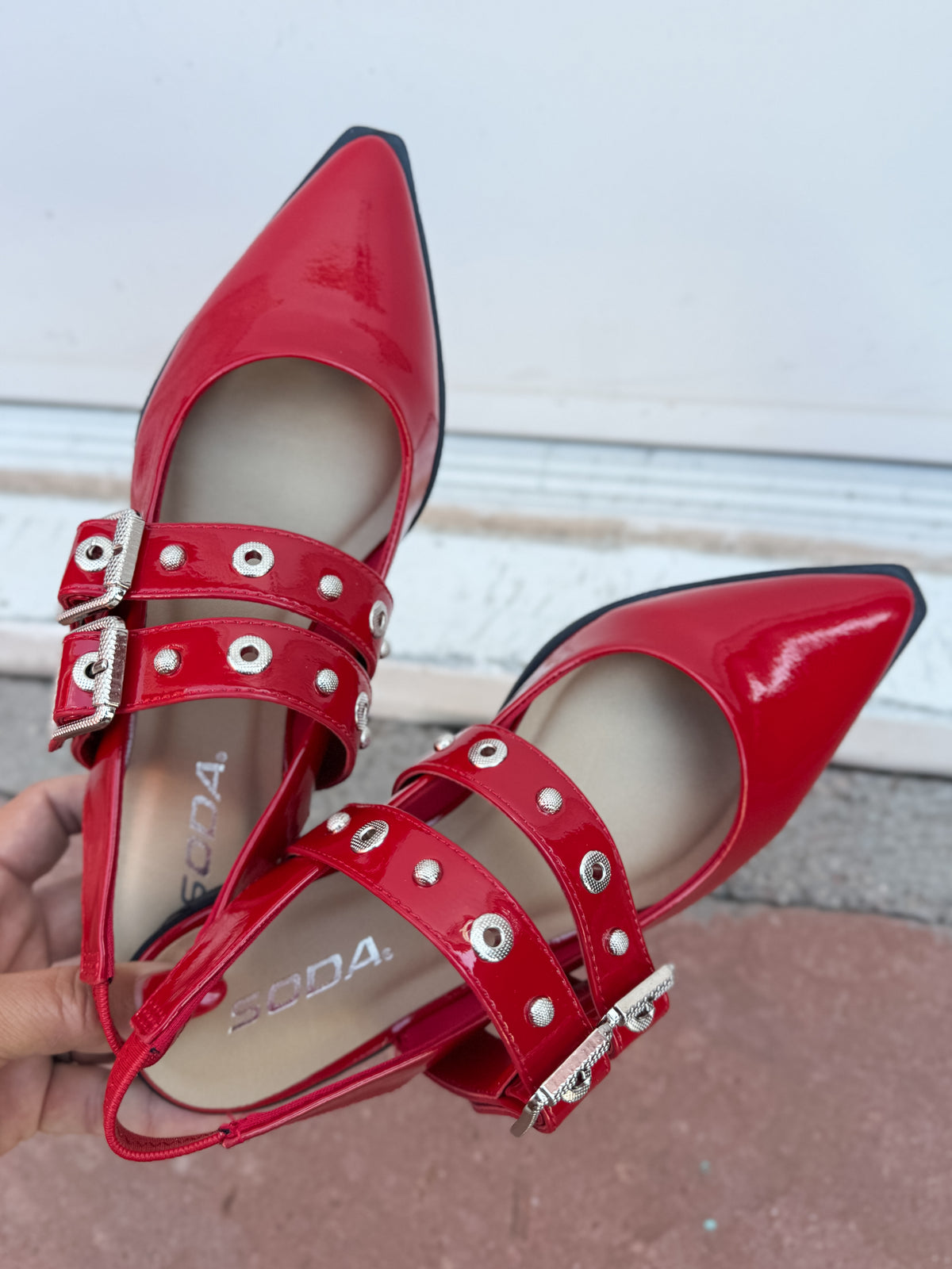 Soda Pointed Toe Slingback in Red