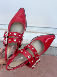 Soda Pointed Toe Slingback in Red