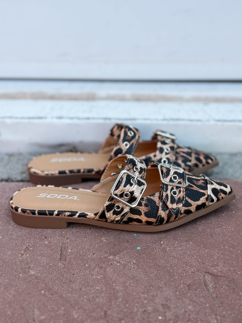 Soda Pointed Toe Flat in Leopard