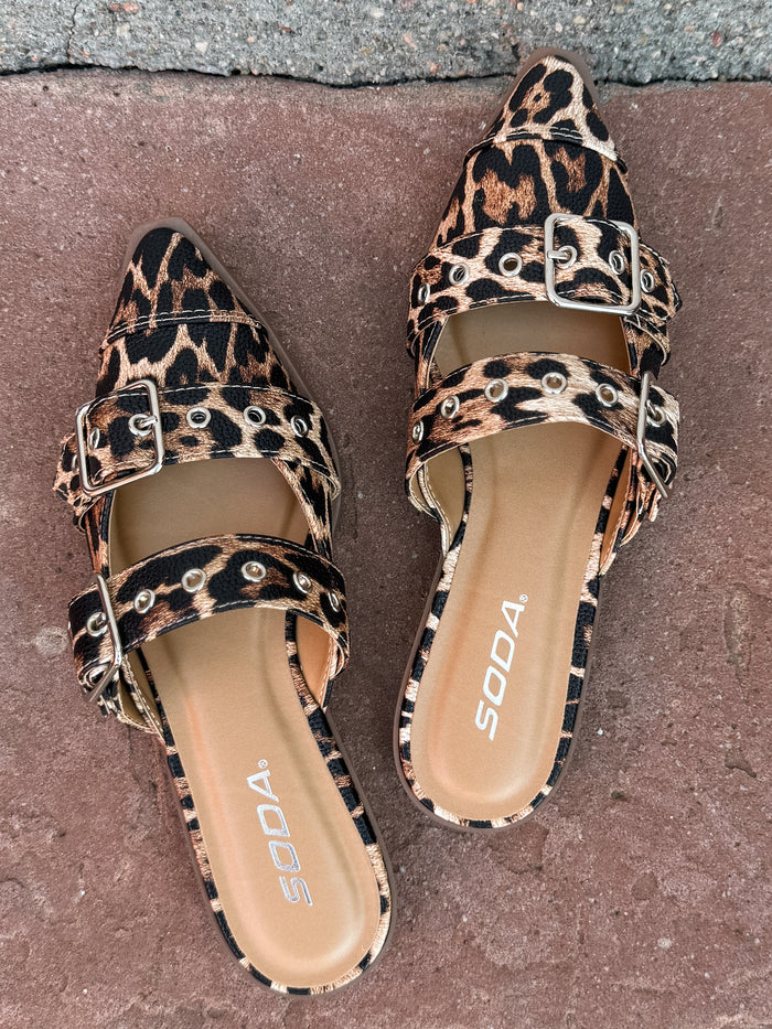 Soda Pointed Toe Flat in Leopard