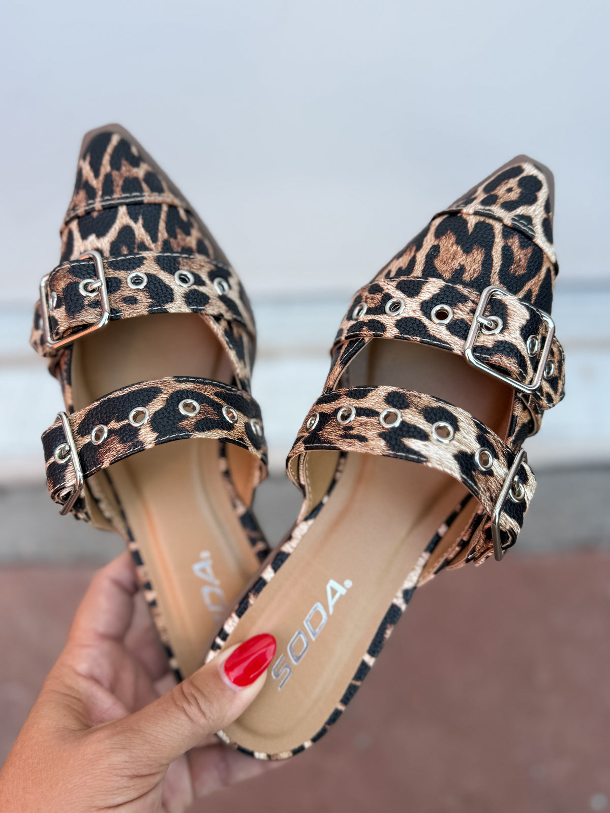 Soda Pointed Toe Flat in Leopard