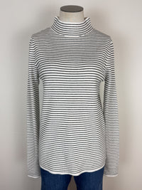 Ruthie Striped Mock Neck Sweater in Black/Ivory