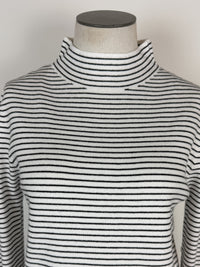 Ruthie Striped Mock Neck Sweater in Black/Ivory