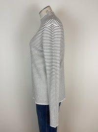 Ruthie Striped Mock Neck Sweater in Black/Ivory