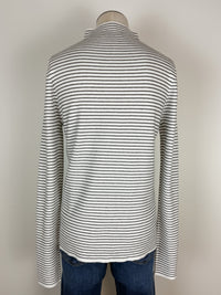 Ruthie Striped Mock Neck Sweater in Black/Ivory