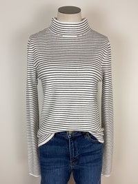 Ruthie Striped Mock Neck Sweater in Black/Ivory