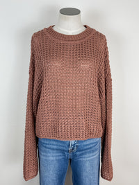 Sunny Crochet Knit Sweater in Sienna