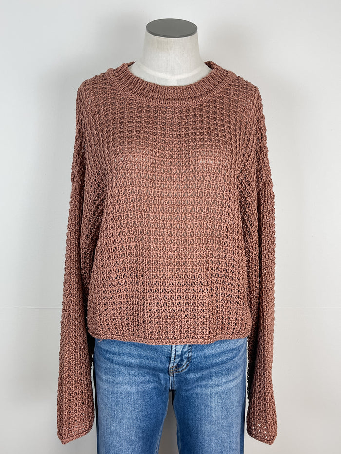 Sunny Crochet Knit Sweater in Sienna