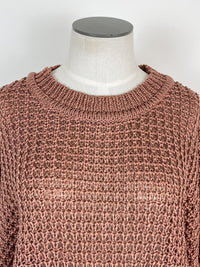 Sunny Crochet Knit Sweater in Sienna