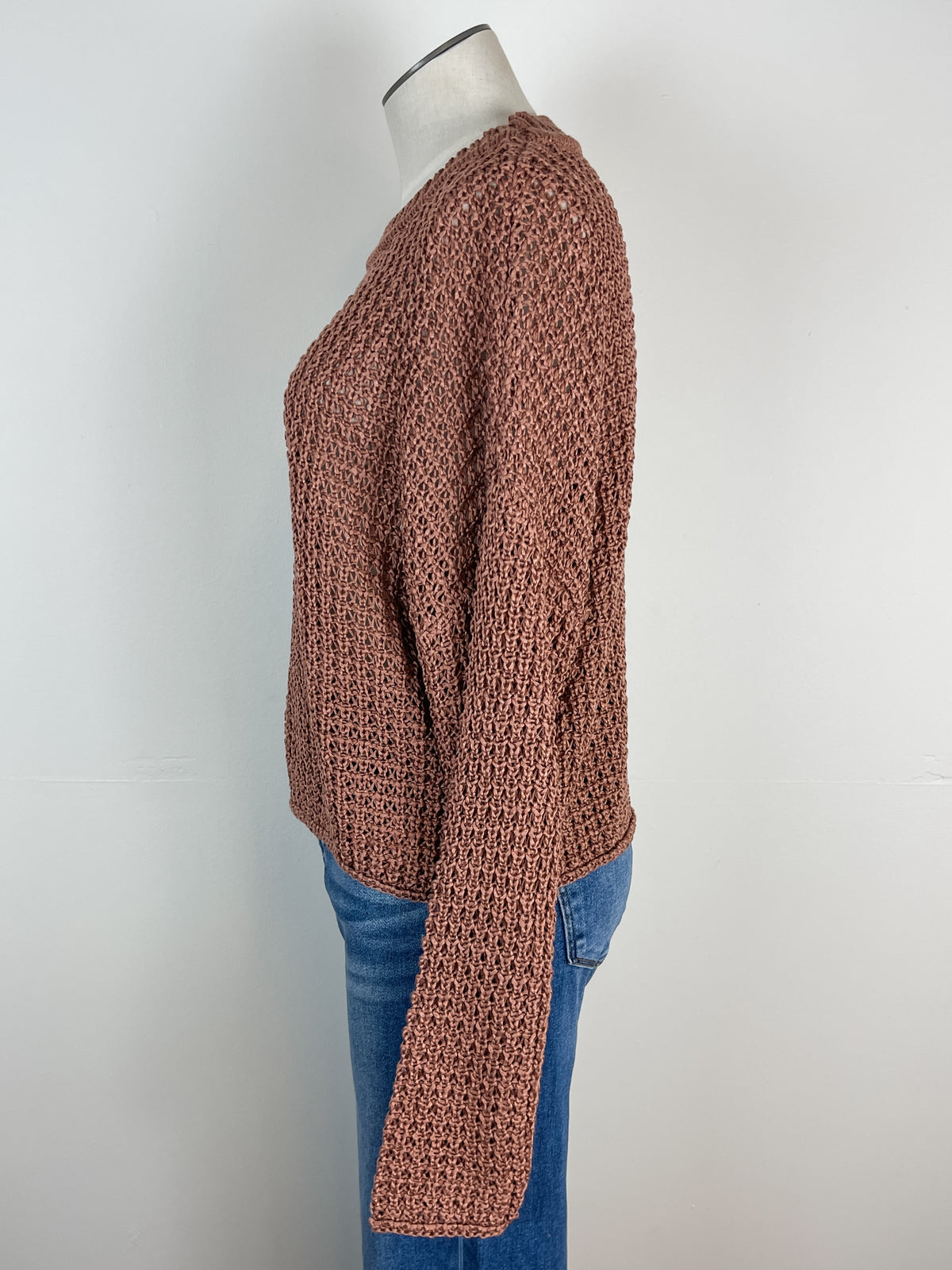 Sunny Crochet Knit Sweater in Sienna