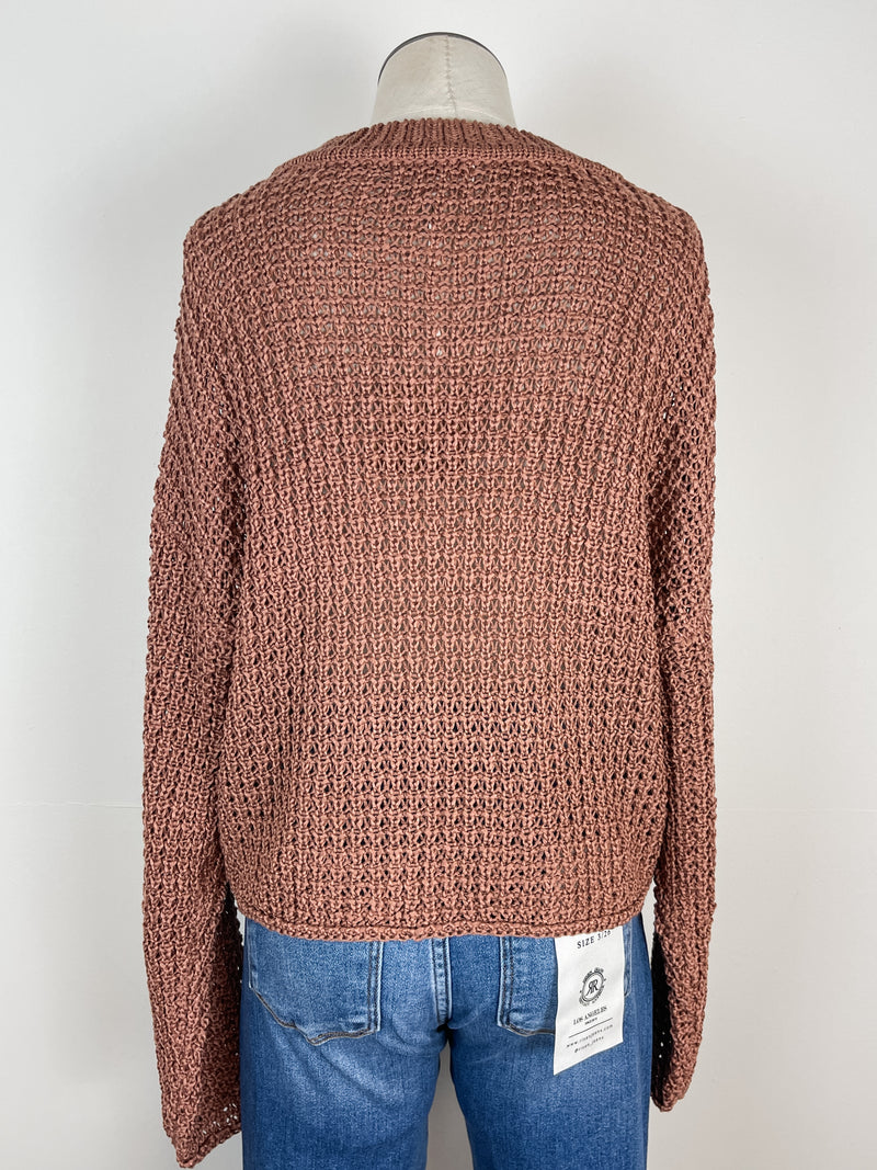 Sunny Crochet Knit Sweater in Sienna