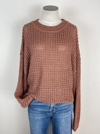 Sunny Crochet Knit Sweater in Sienna