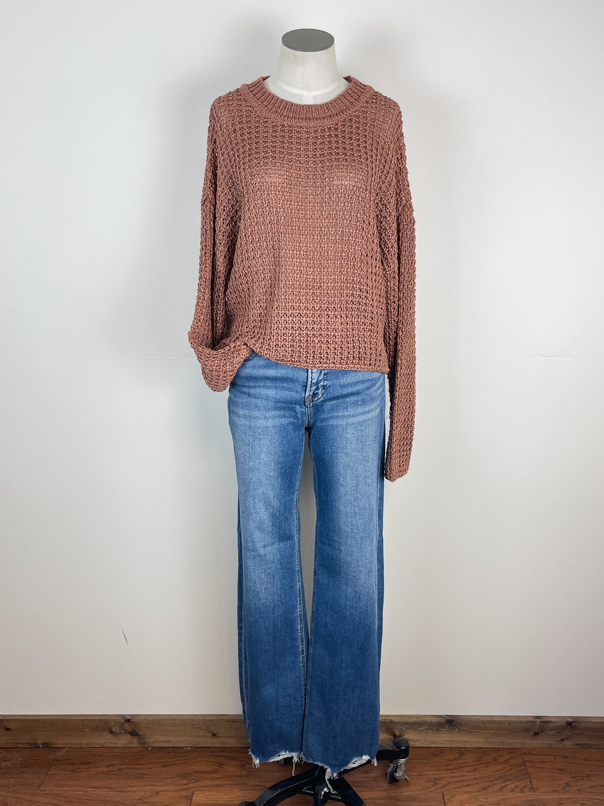 Sunny Crochet Knit Sweater in Sienna