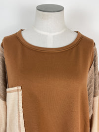 Logan Pocket Top in Brown Combo