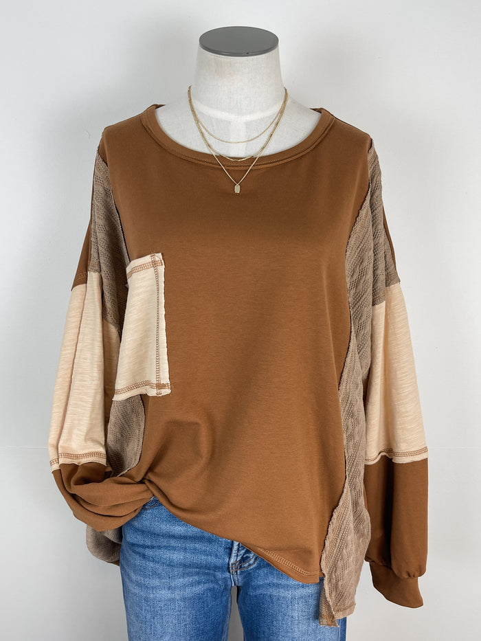 Logan Pocket Top in Brown Combo