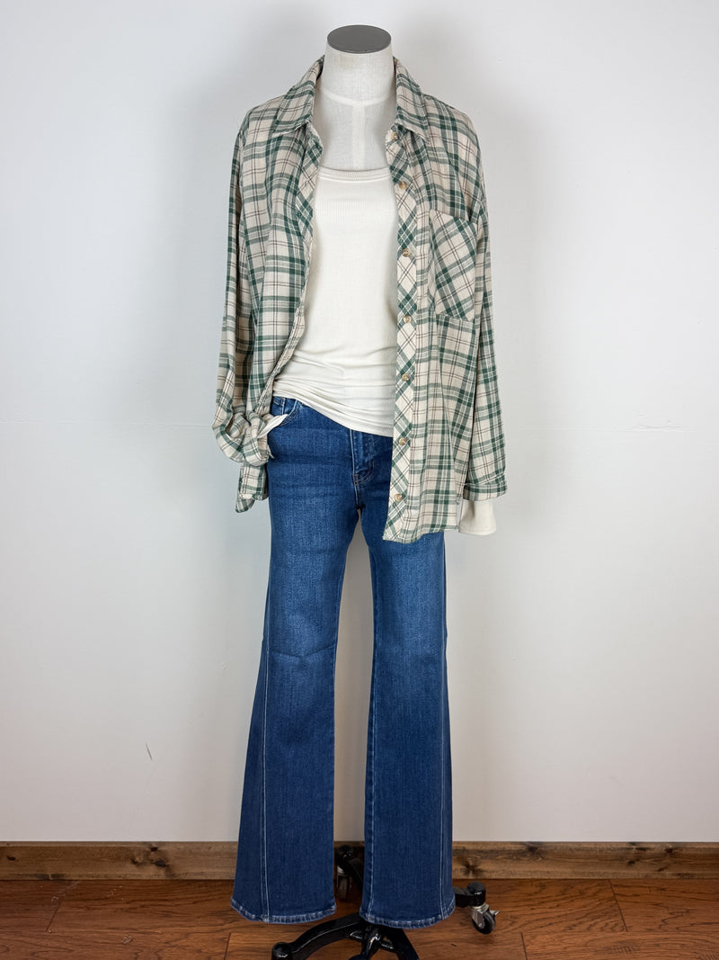 Brielle Classic Plaid Button Down in Green