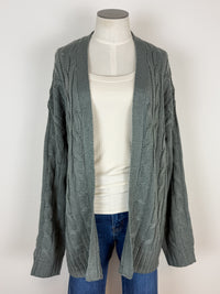 Elsie Chunky Cable Knit Cardigan in Spruce