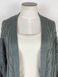 Elsie Chunky Cable Knit Cardigan in Spruce