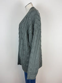 Elsie Chunky Cable Knit Cardigan in Spruce
