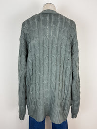 Elsie Chunky Cable Knit Cardigan in Spruce
