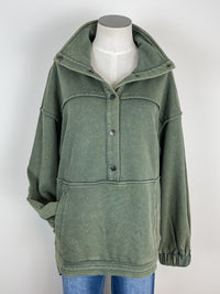 Nadia Mineral Wash Pullover in Olive