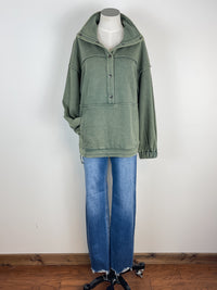 Nadia Mineral Wash Pullover in Olive