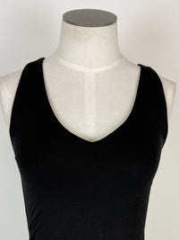 Lola V Neck Double Layer Tank in Black