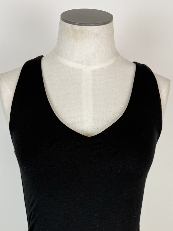 Lola V Neck Double Layer Tank in Black