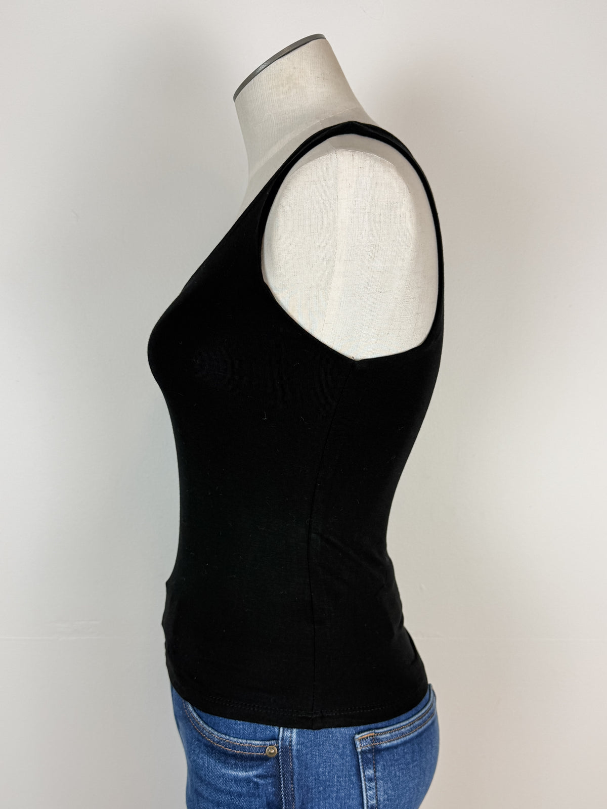 Lola V Neck Double Layer Tank in Black