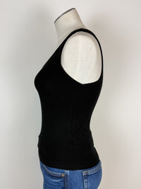 Lola V Neck Double Layer Tank in Black