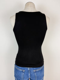 Lola V Neck Double Layer Tank in Black