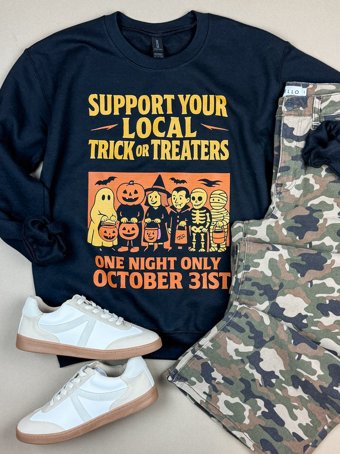 Support Your Local Trick or Treaters Sweatshirt in Black