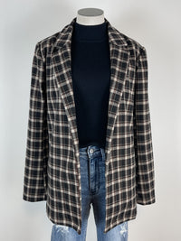 Tabitha Tartan Plaid Blazer in Tan/Black