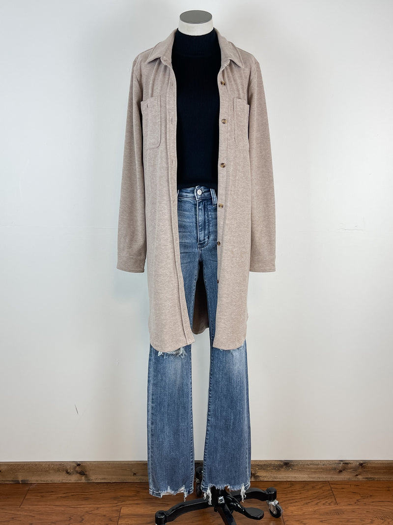 Thread & Supply Leslie Long Button Down in Ash Taupe