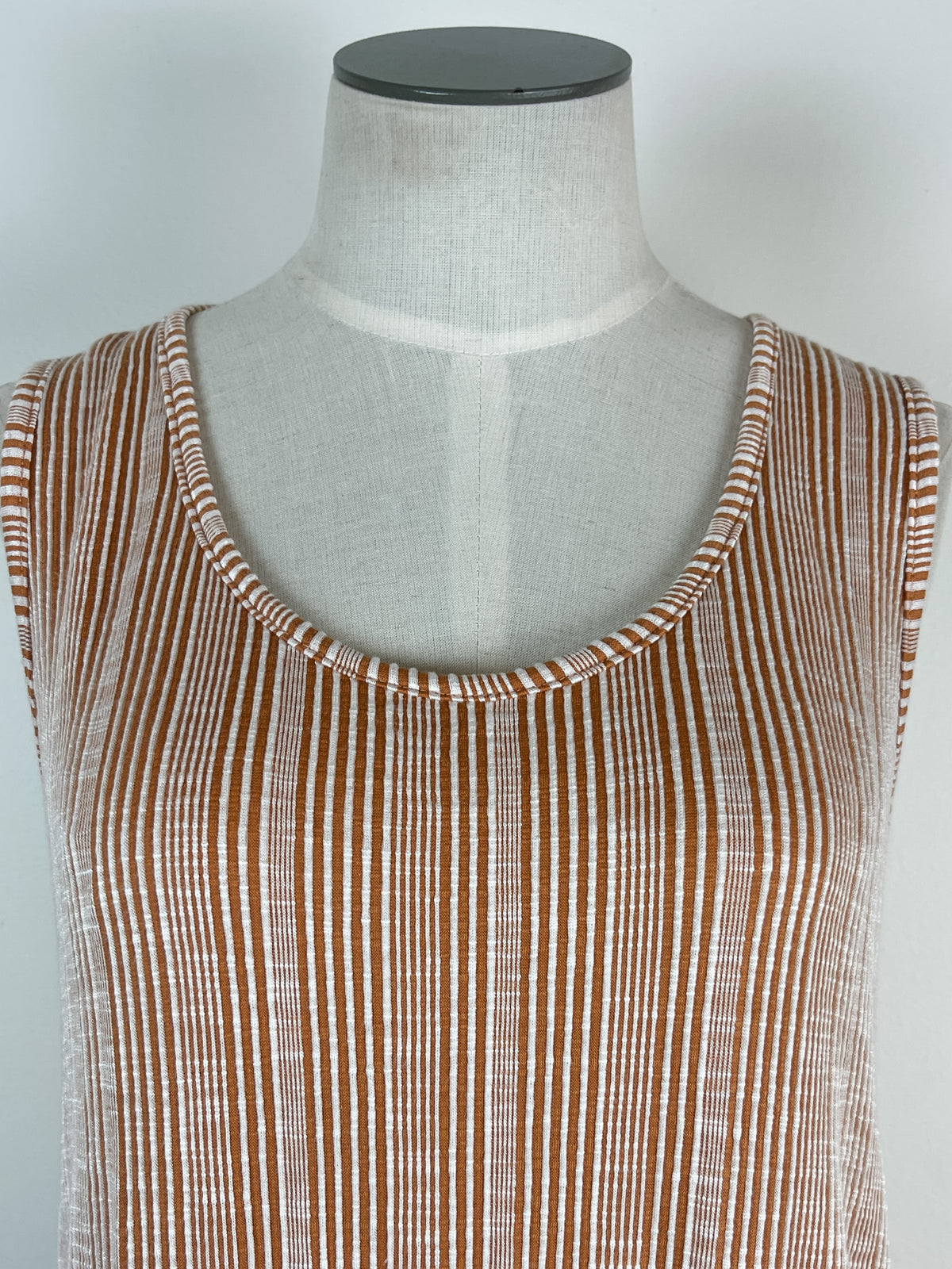 Mary Striped and Ribbed Tank in Light Camel