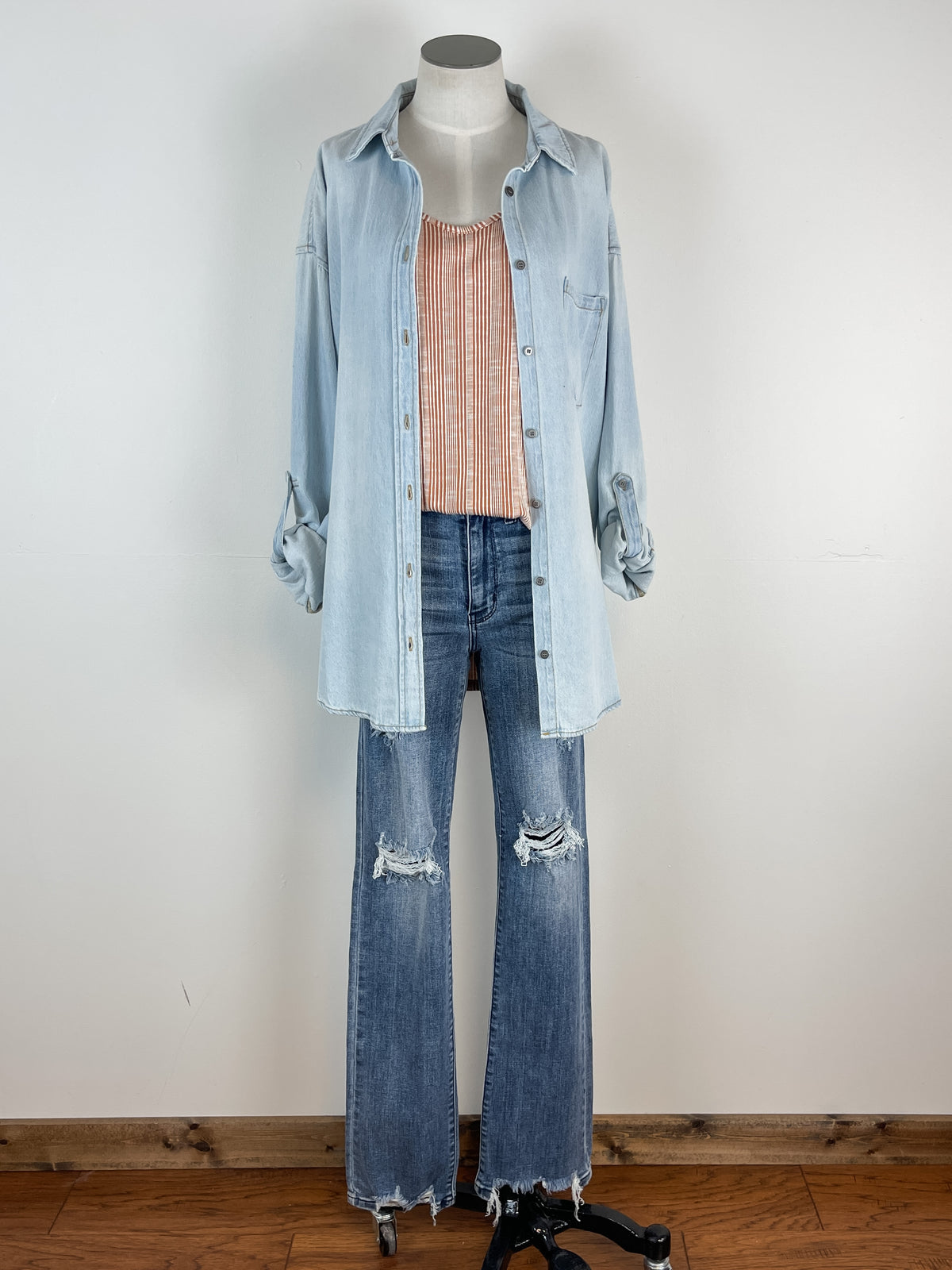 Risen Anya Oversized Denim Shirt in Light
