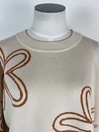 Marnie Floral Printed Sweater in Cream/Tan