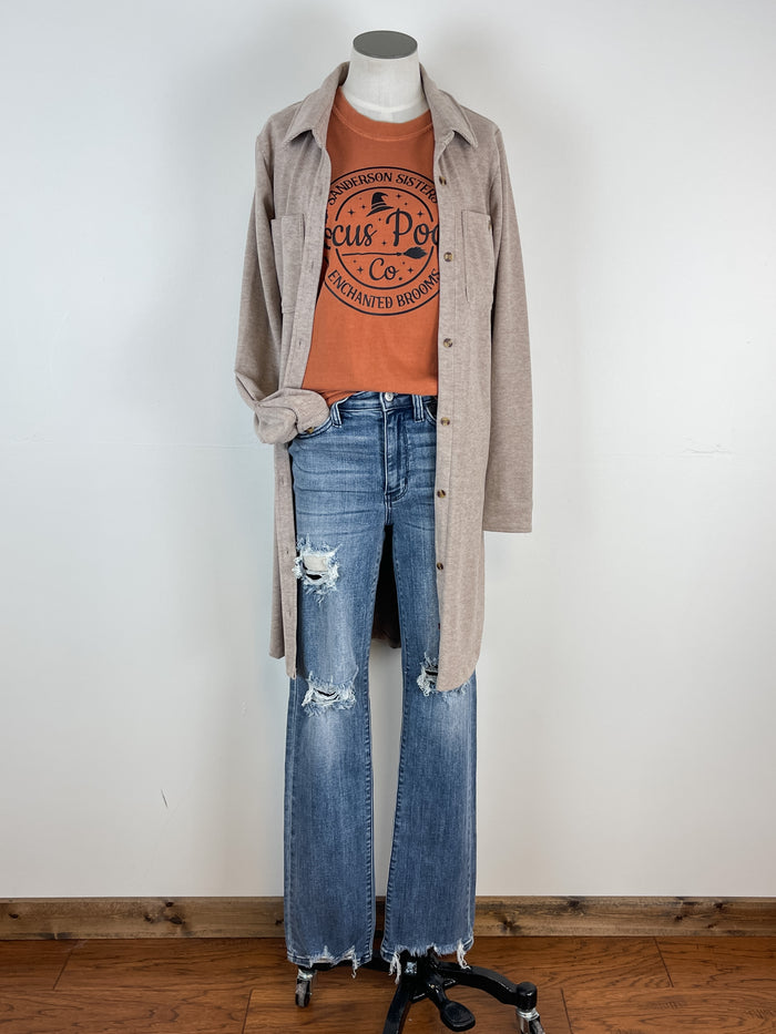 Thread & Supply Leslie Long Button Down in Ash Taupe