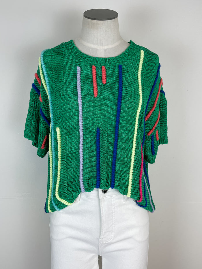 Maisie Striped Knit Top in Green